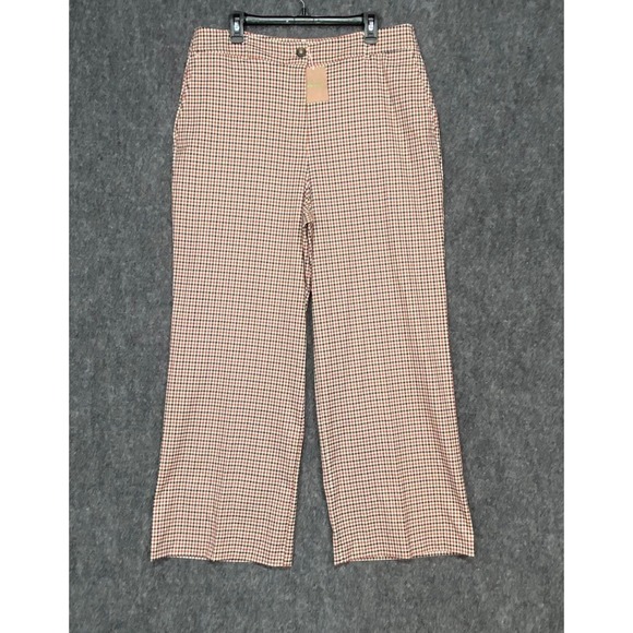 Boden Pants - Boden Westbourne Women's US 14 Brown Plaid Wide Leg Pants‎ Trousers R0419 NWT